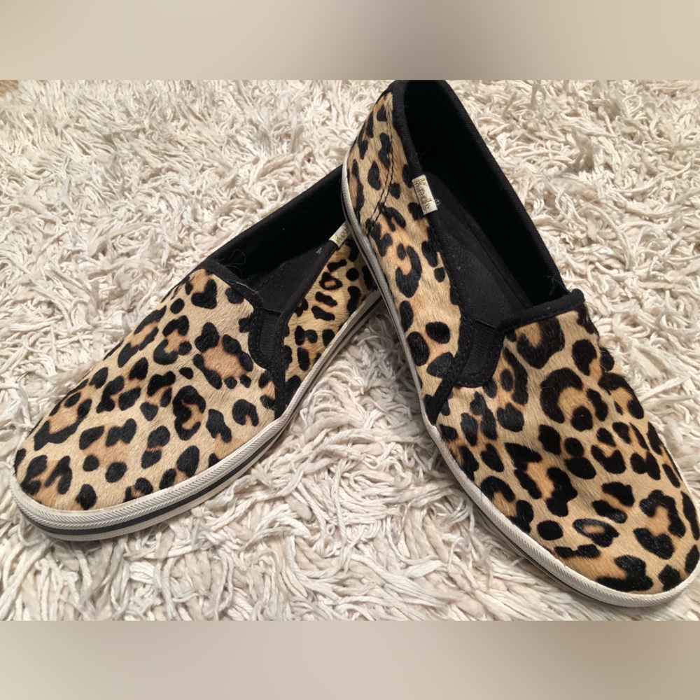 Kate Spade for Keds sz 7.5 slip ons.Calf hair leopard. Comfy and fun!